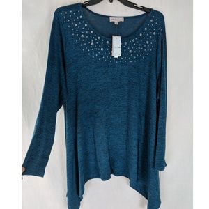 Philosophy Woman Sweater Top 3X New Studs Knit